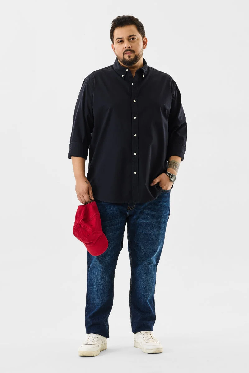 سنيتش Black Elbow Patch Plus Size Shirt